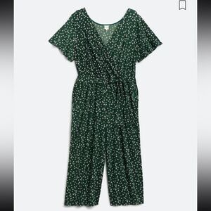 Kaileigh Green Floral Jullian Knit Jumpsuit Size 1x